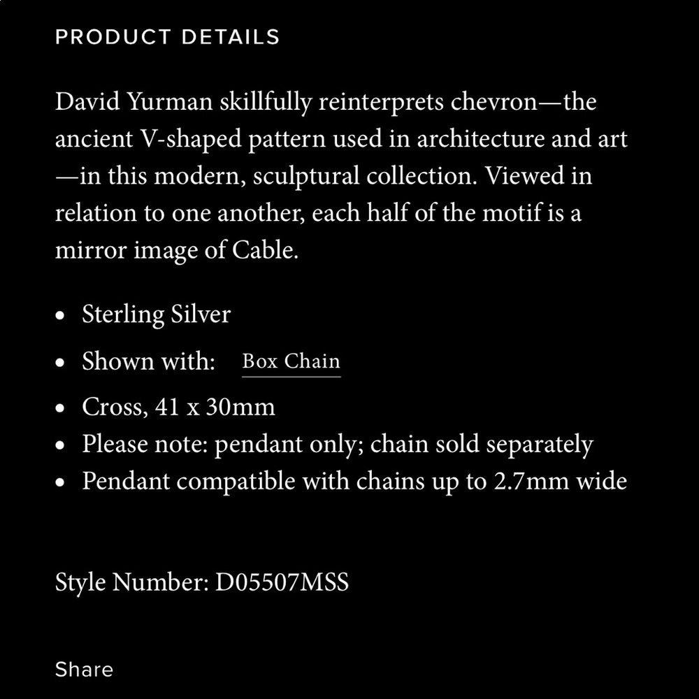 * DAVID YURMAN - Chevron Cross with Box Chain Necklace - Picture 10 of 13